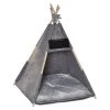 Budget ⭐ PawHut Tente tipi pour animaux - teepee chat ou chien - coussin épais grand confort inclus - structure bois de pin feutre peluche PV gris ⌛