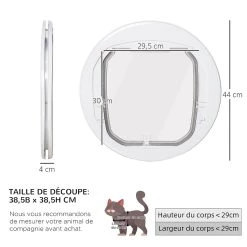 Sortie 🛒 Pawhut Chatière chat chien pour porte, fenêtre et porte vitrée - 4 modes de verrouillage - joint brosse isolant et porte magnétique - polycarbonate blanc 🔔 -Promos Chat Boutique 3662970086452 3