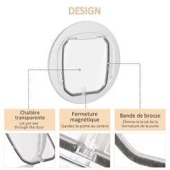 Sortie 🛒 Pawhut Chatière chat chien pour porte, fenêtre et porte vitrée - 4 modes de verrouillage - joint brosse isolant et porte magnétique - polycarbonate blanc 🔔 -Promos Chat Boutique 3662970086452 4