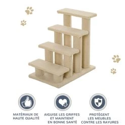 Les meilleures critiques de ❤️ Pawhut Escalier pour chat - escalier pour chien - 4 marches - revêtement flanelle grande douceur haute densité - structure panneaux particules - beige ⭐ -Promos Chat Boutique 3662970086476 4