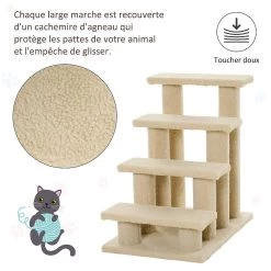 Les meilleures critiques de ❤️ Pawhut Escalier pour chat - escalier pour chien - 4 marches - revêtement flanelle grande douceur haute densité - structure panneaux particules - beige ⭐ -Promos Chat Boutique 3662970086476 5