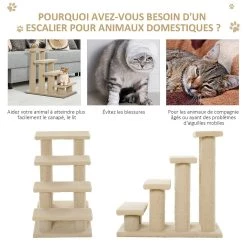 Les meilleures critiques de ❤️ Pawhut Escalier pour chat - escalier pour chien - 4 marches - revêtement flanelle grande douceur haute densité - structure panneaux particules - beige ⭐ -Promos Chat Boutique 3662970086476 6