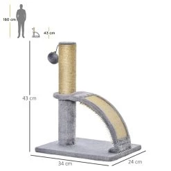 Meilleure vente 🤩 Pawhut Arbre à chat griffoir grattoir design jeu boule suspendue + demi-arc de massage peluche jute naturelle gris 🎁 -Promos Chat Boutique 3662970086490 3