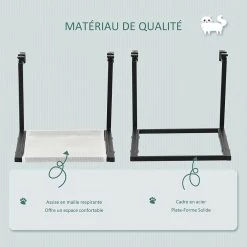 Le moins cher 🎁 Pawhut Arbre à chat mural design - étagère murale pour chat - hamac radiateur chat - armature avec fixation réglable - acier noir PVC polyester crème 🔔 -Promos Chat Boutique 3662970087589 4