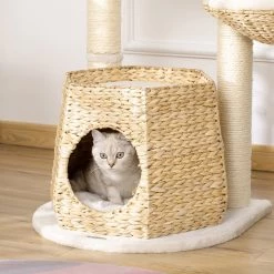 Sortie ⭐ Pawhut Arbre à chat style cosy chic griffoirs sisal naturel niche 2 paniers avec coussins plateforme 2 boules suspendues 😀 -Promos Chat Boutique 3662970087947 7
