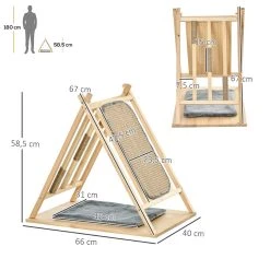 Grosses soldes 🎉 Pawhut Arbre à chat tipi - teepee chat - coussin grande douceur gris, grattoir, griffoirs jute naturelle inclus - structure bois de pin 😀 -Promos Chat Boutique 3662970088418 3