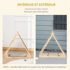 Grosses soldes 🎉 Pawhut Arbre à chat tipi - teepee chat - coussin grande douceur gris, grattoir, griffoirs jute naturelle inclus - structure bois de pin 😀 -Promos Chat Boutique 3662970088418 6