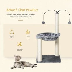 Les meilleures critiques de ❤️ Pawhut Arbre à chat 2 griffoirs grattoirs sisal naturel hamac jeu 2 boules suspendues peluche haute densité 400 g/m² gris 😀 -Promos Chat Boutique 3662970089279 5