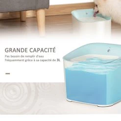 Remise ✨ Pawhut Fontaine à eau chat chien 3 L - Fontaine à eau silencieuse - 3 modes, capteur infrarouge, filtre, piètement antidérapant - ABS bleu blanc ⌛ -Promos Chat Boutique 3662970089880 4