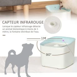 Remise ✨ Pawhut Fontaine à eau chat chien 3 L - Fontaine à eau silencieuse - 3 modes, capteur infrarouge, filtre, piètement antidérapant - ABS bleu blanc ⌛ -Promos Chat Boutique 3662970089880 7