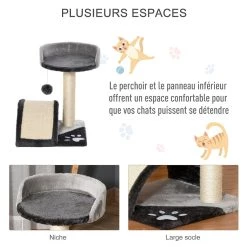 Top 10 ✨ Pawhut Arbre à chat griffoir grattoir design jeu boule suspendue + plateforme peluche sisal naturel beige 👏 -Promos Chat Boutique 3662970094785 5