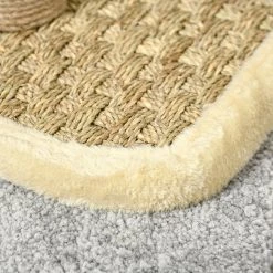 Vente flash 😀 Pawhut Arbre à chat rond style cosy chic griffoir grattoirs sisal jeu suspendu souris niche avec coussin cordes d'algues tressées peluche courte beige 😀 -Promos Chat Boutique 3662970094884 7