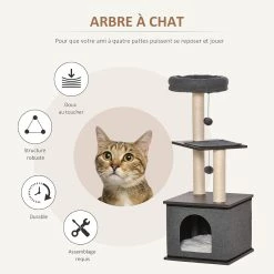 Vente flash 👍 Pawhut Arbre à chat centre d'activité griffoirs grattoirs H104 cm gris ✔️ 10 Vente flash 👍 Pawhut Arbre à chat centre d'activité griffoirs grattoirs H104 cm gris ✔️ -Promos Chat Boutique 3662970095447 4