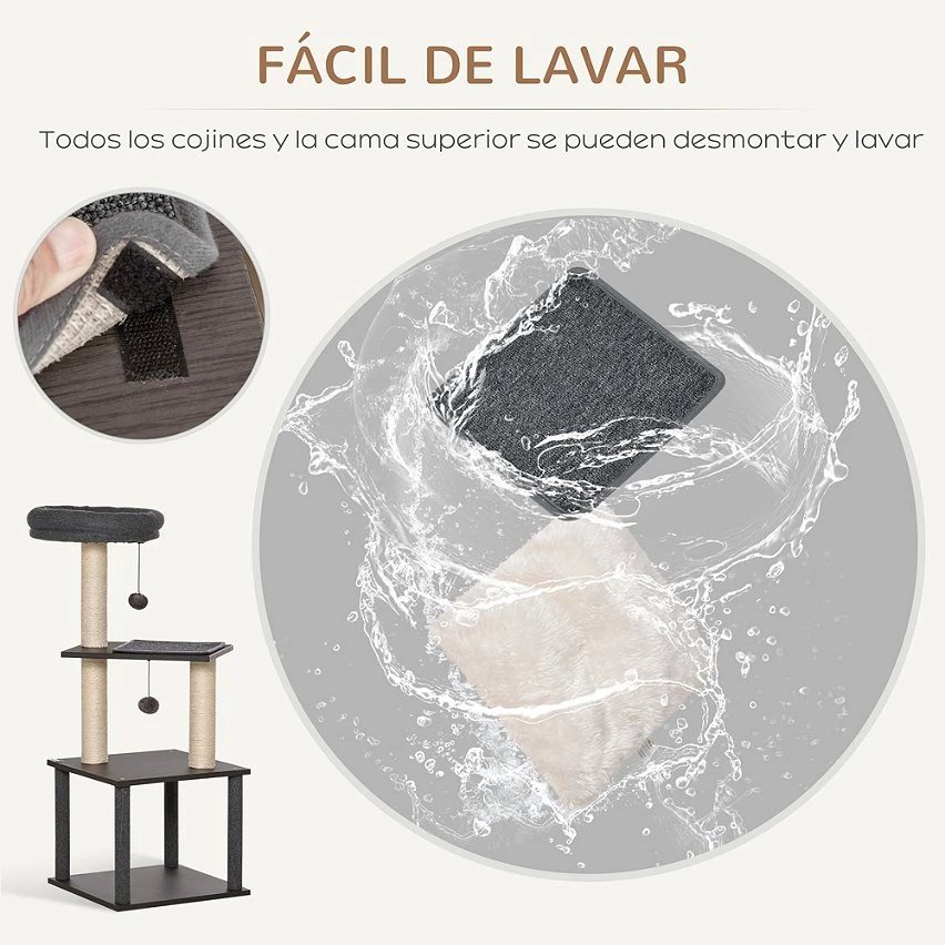 Vente flash 👍 Pawhut Arbre à chat centre d'activité griffoirs grattoirs H104 cm gris ✔️ 6 Vente flash 👍 Pawhut Arbre à chat centre d'activité griffoirs grattoirs H104 cm gris ✔️ – Image 6