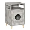 Bon marché 😀 Pawhut Maison de toilette pour chat espace de rangement porte magnétique pieds bois de pin dim. 48L x 53l x 79H cm aspect bois gris 🥰