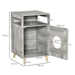 Bon marché 😀 Pawhut Maison de toilette pour chat espace de rangement porte magnétique pieds bois de pin dim. 48L x 53l x 79H cm aspect bois gris 🥰 -Promos Chat Boutique 3662970095515 3