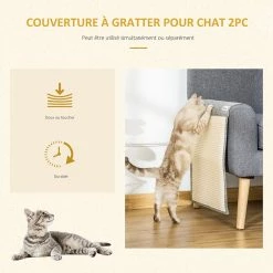 Top 10 😍 Pawhut Lot de 2 tapis griffoir chat grattoir chat en sisal grattoir de canapé, sol ou mur dim. 130L x 45l cm gris ❤️ -Promos Chat Boutique 3662970095812 4