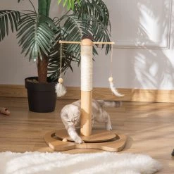 Les meilleures critiques de 🔔 PawHut Poteau à griffer pour chat - poteau à chat en sisal avec jeu 2 boules et 2 plumes suspendues rotatives MDF aspect bois 🔥 -Promos Chat Boutique 3662970096055 2