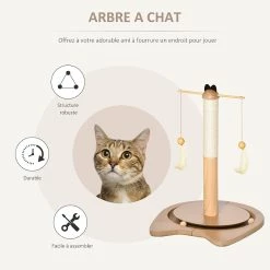 Les meilleures critiques de 🔔 PawHut Poteau à griffer pour chat - poteau à chat en sisal avec jeu 2 boules et 2 plumes suspendues rotatives MDF aspect bois 🔥 -Promos Chat Boutique 3662970096055 4
