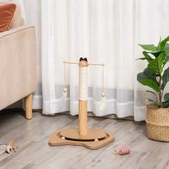 Les meilleures critiques de 🔔 PawHut Poteau à griffer pour chat - poteau à chat en sisal avec jeu 2 boules et 2 plumes suspendues rotatives MDF aspect bois 🔥 -Promos Chat Boutique 3662970096055 6