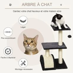 De gros ⌛ Pawhut Arbre à chat griffoir grattoir design jeu boule suspendue 2 plateformes peluche sisal naturel gris ⭐ 10 De gros ⌛ Pawhut Arbre à chat griffoir grattoir design jeu boule suspendue 2 plateformes peluche sisal naturel gris ⭐ -Promos Chat Boutique 3662970101322 4