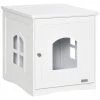 Top 10 ✔️ Pawhut Maison de toilette pour chat design maisonnette avec porte, fenêtres - dim. 48,7L x 53,3l x 53H cm - MDF blanc 😍