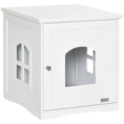 Top 10 ✔️ Pawhut Maison de toilette pour chat design maisonnette avec porte, fenêtres - dim. 48,7L x 53,3l x 53H cm - MDF blanc 😍