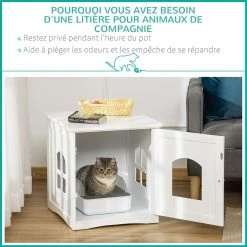 Top 10 ✔️ Pawhut Maison de toilette pour chat design maisonnette avec porte, fenêtres - dim. 48,7L x 53,3l x 53H cm - MDF blanc 😍 12 Top 10 ✔️ Pawhut Maison de toilette pour chat design maisonnette avec porte, fenêtres - dim. 48,7L x 53,3l x 53H cm - MDF blanc 😍 -Promos Chat Boutique 3662970106846 6