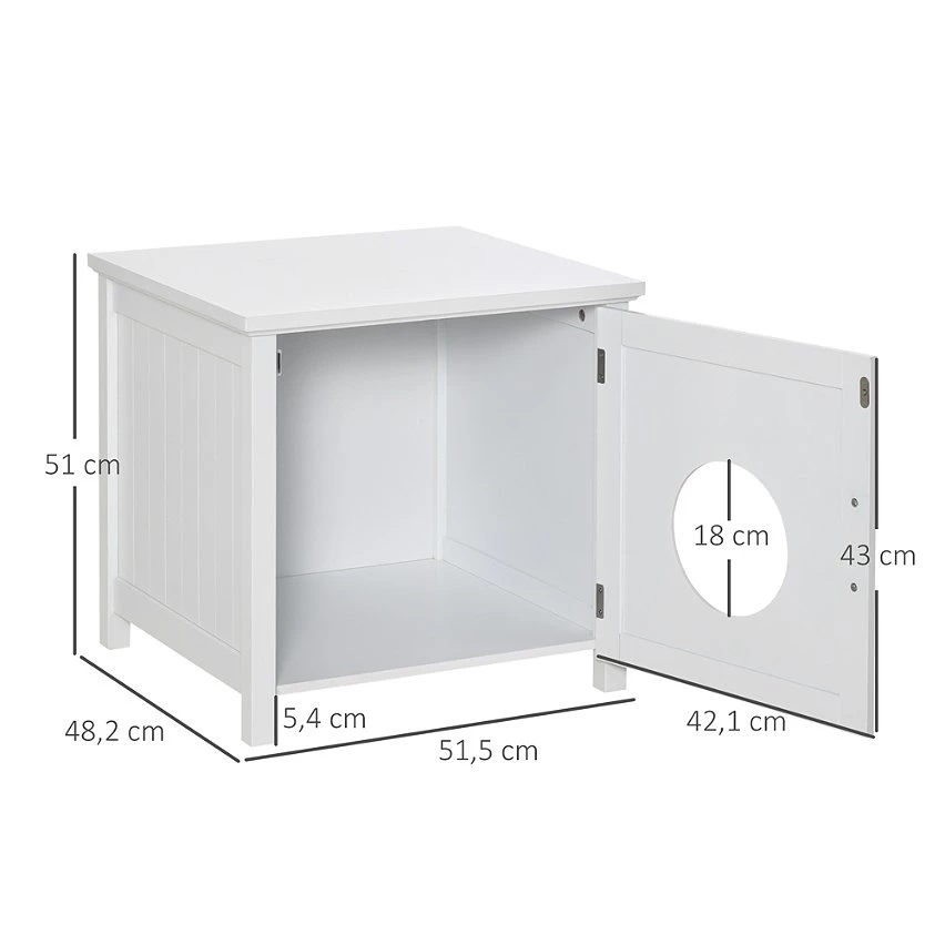 Acheter 🧨 Pawhut Maison de toilette pour chat sur pied design rainuré porte entrée poignée métal MDF blanc ⭐ 3 Acheter 🧨 Pawhut Maison de toilette pour chat sur pied design rainuré porte entrée poignée métal MDF blanc ⭐ – Image 3