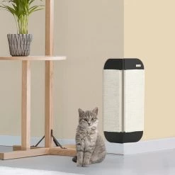 Grosses soldes 🥰 Pawhut Griffoir grattoir chat d'angle mural dim. 20L x 20l x 60H cm jute naturel MDF noir 👍 -Promos Chat Boutique 3662970107379 2