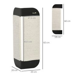 Grosses soldes 🥰 Pawhut Griffoir grattoir chat d'angle mural dim. 20L x 20l x 60H cm jute naturel MDF noir 👍 -Promos Chat Boutique 3662970107379 3