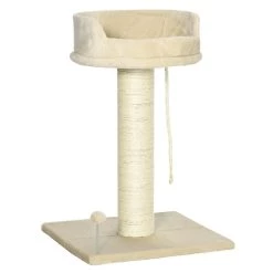 Budget 🔔 Pawhut Arbre à chat griffoir grattoir sisal naturel plateforme d'observation corde d'escalade boule à ressort peluche beige 👍