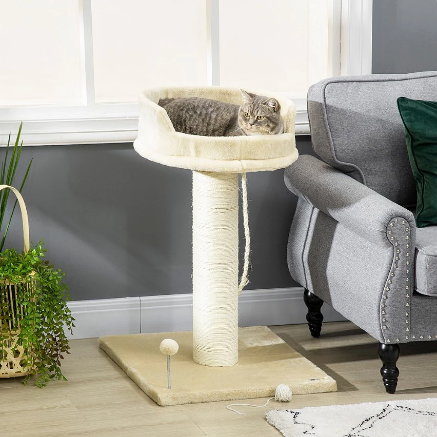 Budget 🔔 Pawhut Arbre à chat griffoir grattoir sisal naturel plateforme d'observation corde d'escalade boule à ressort peluche beige 👍 2 Budget 🔔 Pawhut Arbre à chat griffoir grattoir sisal naturel plateforme d'observation corde d'escalade boule à ressort peluche beige 👍 – Image 2