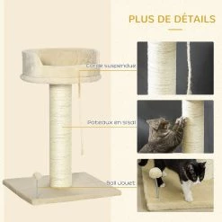 Budget 🔔 Pawhut Arbre à chat griffoir grattoir sisal naturel plateforme d'observation corde d'escalade boule à ressort peluche beige 👍 11 Budget 🔔 Pawhut Arbre à chat griffoir grattoir sisal naturel plateforme d'observation corde d'escalade boule à ressort peluche beige 👍 -Promos Chat Boutique 3662970112519 5
