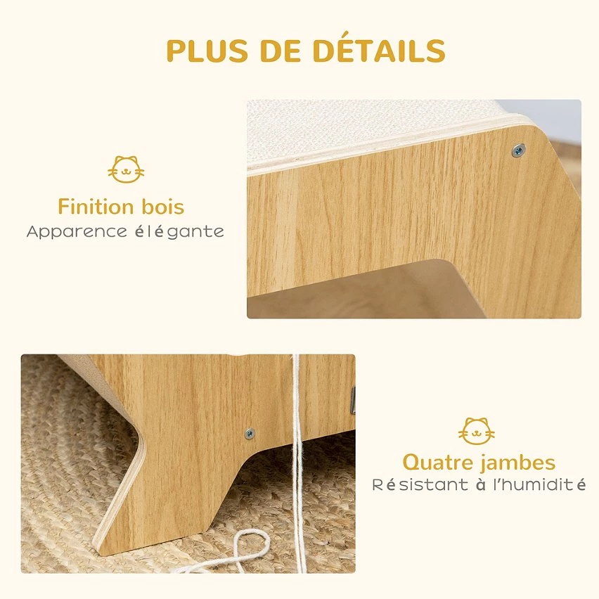 De gros 🎁 Pawhut Maison pour chat design hexagonal - niche chat panier chat - coussin fourrure amovible, grattoir jute naturelle - contreplaqué aspect bois clair 💯 6 De gros 🎁 Pawhut Maison pour chat design hexagonal - niche chat panier chat - coussin fourrure amovible, grattoir jute naturelle - contreplaqué aspect bois clair 💯 – Image 6