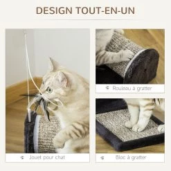 Le moins cher ⭐ Pawhut Arbre à chat - grattoir cylindrique et tapis - jeu plume suspendue - sisal peluche courte haute densité gris 😍 11 Le moins cher ⭐ Pawhut Arbre à chat - grattoir cylindrique et tapis - jeu plume suspendue - sisal peluche courte haute densité gris 😍 -Promos Chat Boutique 3662970114261 5