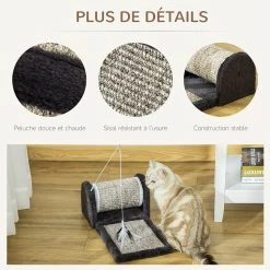 Le moins cher ⭐ Pawhut Arbre à chat - grattoir cylindrique et tapis - jeu plume suspendue - sisal peluche courte haute densité gris 😍 12 Le moins cher ⭐ Pawhut Arbre à chat - grattoir cylindrique et tapis - jeu plume suspendue - sisal peluche courte haute densité gris 😍 -Promos Chat Boutique 3662970114261 6