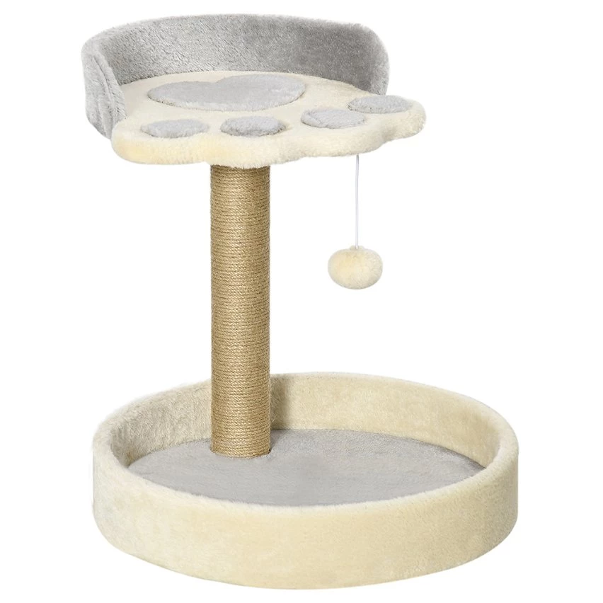 Promo 🥰 Pawhut Arbre à chat griffoir design patte de chat jeu boule suspendue panier plateforme observation peluche beige gris jute naturelle 😀 1 Promo 🥰 Pawhut Arbre à chat griffoir design patte de chat jeu boule suspendue panier plateforme observation peluche beige gris jute naturelle 😀