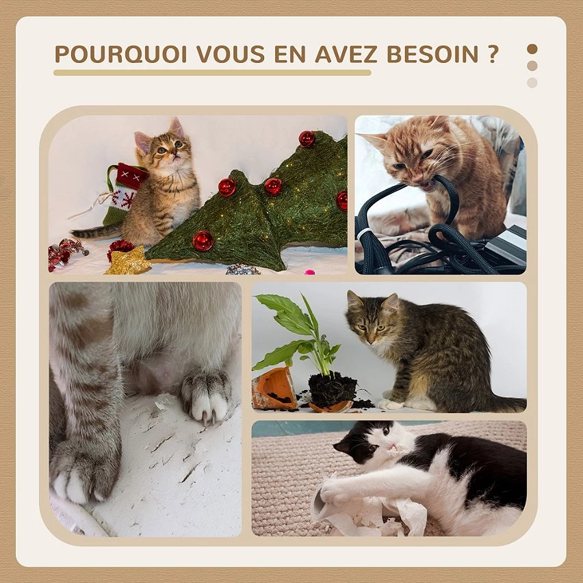 Promo 🥰 Pawhut Arbre à chat griffoir design patte de chat jeu boule suspendue panier plateforme observation peluche beige gris jute naturelle 😀 7 Promo 🥰 Pawhut Arbre à chat griffoir design patte de chat jeu boule suspendue panier plateforme observation peluche beige gris jute naturelle 😀 – Image 7