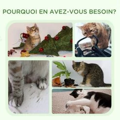 Promo 🎁 Pawhut Arbre à chat 2 griffoirs jute naturelle panier jeu 2 boules suspendues avec clochettes peluche blanche ⭐ -Promos Chat Boutique 3662970114643 7