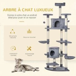 Meilleure affaire 😉 Pawhut Arbre à chat multi-équipement griffoirs 2 niches 2 hamacs plateformes boules suspendues corde peluche grise 🔥 10 Meilleure affaire 😉 Pawhut Arbre à chat multi-équipement griffoirs 2 niches 2 hamacs plateformes boules suspendues corde peluche grise 🔥 -Promos Chat Boutique 3662970114841 4
