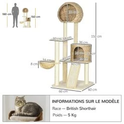 De gros 🥰 Pawhut Arbre à chat style cosy chic griffoirs grattoir sisal 2 grandes niches plateforme hamac peluche courte beige jacinthe d'eau ⭐ 9 De gros 🥰 Pawhut Arbre à chat style cosy chic griffoirs grattoir sisal 2 grandes niches plateforme hamac peluche courte beige jacinthe d'eau ⭐ -Promos Chat Boutique 3662970114902 3