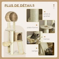 De gros 🥰 Pawhut Arbre à chat style cosy chic griffoirs grattoir sisal 2 grandes niches plateforme hamac peluche courte beige jacinthe d'eau ⭐ 12 De gros 🥰 Pawhut Arbre à chat style cosy chic griffoirs grattoir sisal 2 grandes niches plateforme hamac peluche courte beige jacinthe d'eau ⭐ -Promos Chat Boutique 3662970114902 6
