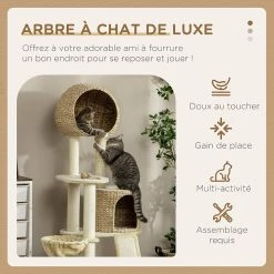 De gros 🥰 Pawhut Arbre à chat style cosy chic griffoirs grattoir sisal 2 grandes niches plateforme hamac peluche courte beige jacinthe d'eau ⭐ 13 De gros 🥰 Pawhut Arbre à chat style cosy chic griffoirs grattoir sisal 2 grandes niches plateforme hamac peluche courte beige jacinthe d'eau ⭐ -Promos Chat Boutique 3662970114902 7