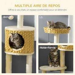 Meilleur prix 🔥 Pawhut Arbre à chat style cosy chic griffoirs sisal naturel niche coussin plateforme panier observation boule suspendue résine tressée beige ✔️ 10 Meilleur prix 🔥 Pawhut Arbre à chat style cosy chic griffoirs sisal naturel niche coussin plateforme panier observation boule suspendue résine tressée beige ✔️ -Promos Chat Boutique 3662970115077 4
