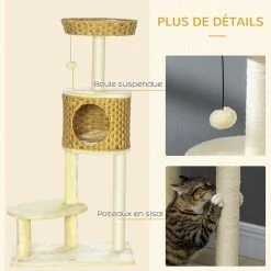 Meilleur prix 🔥 Pawhut Arbre à chat style cosy chic griffoirs sisal naturel niche coussin plateforme panier observation boule suspendue résine tressée beige ✔️ 11 Meilleur prix 🔥 Pawhut Arbre à chat style cosy chic griffoirs sisal naturel niche coussin plateforme panier observation boule suspendue résine tressée beige ✔️ -Promos Chat Boutique 3662970115077 5