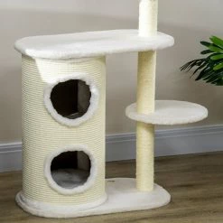 Meilleure vente ❤️ Pawhut Arbre à chat 2 griffoirs sisal naturel niche cylindrique 2 plateformes panier observation boule suspendue peluche blanc crème ✔️ 13 Meilleure vente ❤️ Pawhut Arbre à chat 2 griffoirs sisal naturel niche cylindrique 2 plateformes panier observation boule suspendue peluche blanc crème ✔️ -Promos Chat Boutique 3662970115084 7