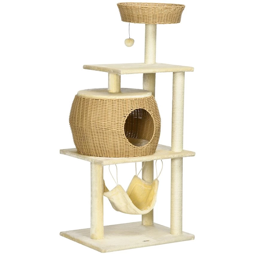 Vente flash đ„ Pawhut Arbre Ă chat style cosy chic griffoirs sisal naturel niche coussin hamac plateforme panier observation boule suspendue rĂ©sine tressĂ©e beige â 1 Vente flash đ„ Pawhut Arbre Ă chat style cosy chic griffoirs sisal naturel niche coussin hamac plateforme panier observation boule suspendue rĂ©sine tressĂ©e beige â