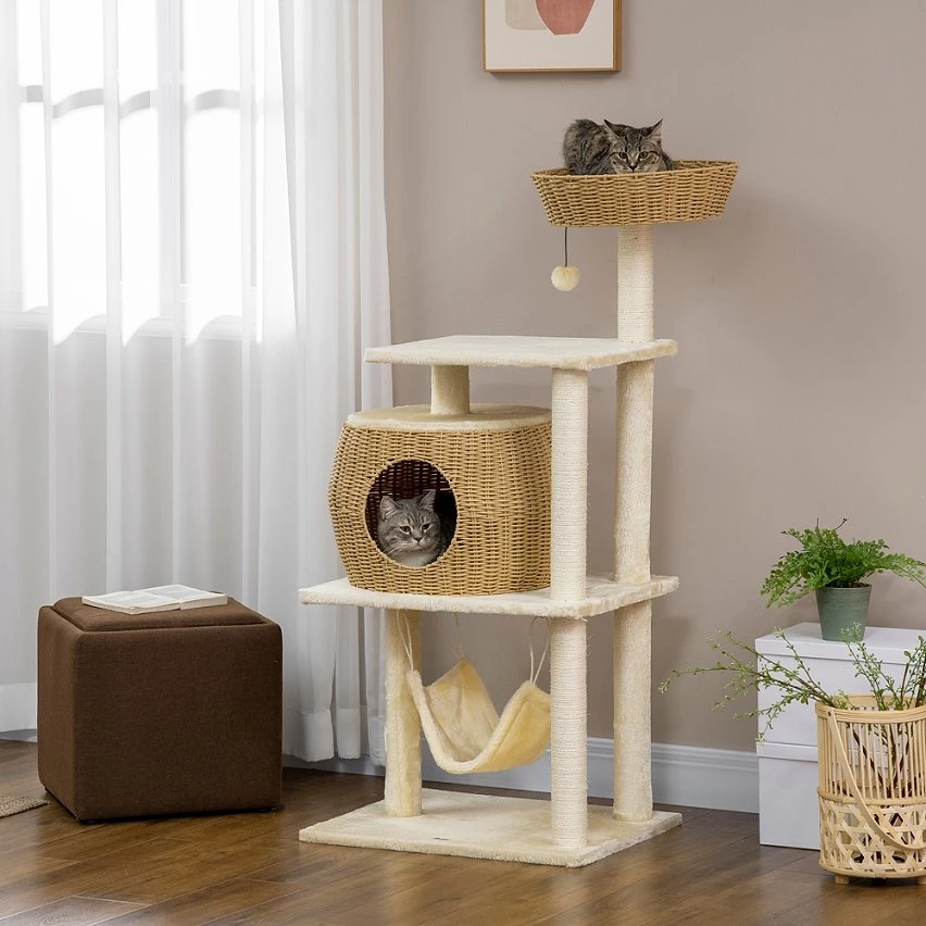 Vente flash đ„ Pawhut Arbre Ă chat style cosy chic griffoirs sisal naturel niche coussin hamac plateforme panier observation boule suspendue rĂ©sine tressĂ©e beige â 2 Vente flash đ„ Pawhut Arbre Ă chat style cosy chic griffoirs sisal naturel niche coussin hamac plateforme panier observation boule suspendue rĂ©sine tressĂ©e beige â â Image 2
