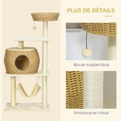 Vente flash đ„ Pawhut Arbre Ă chat style cosy chic griffoirs sisal naturel niche coussin hamac plateforme panier observation boule suspendue rĂ©sine tressĂ©e beige â 11 Vente flash đ„ Pawhut Arbre Ă chat style cosy chic griffoirs sisal naturel niche coussin hamac plateforme panier observation boule suspendue rĂ©sine tressĂ©e beige â -Promos Chat Boutique 3662970115091 5